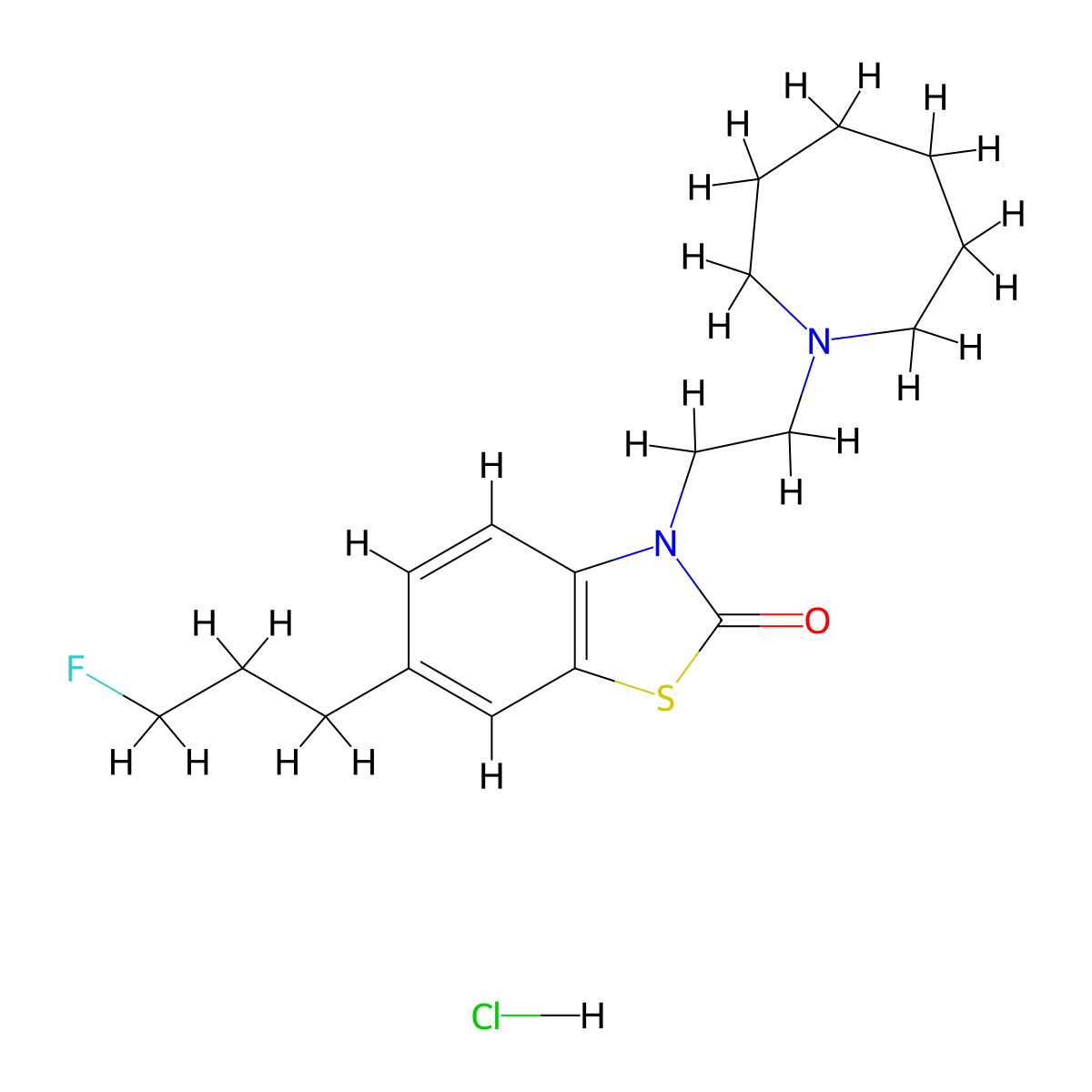 3-(2-(azepan-1-yl)ethyl)-6-(3-fluoropropyl)benzo(d)thiazol-2(3H)-one hydrochloride molecular structure, CAS 1417742-48-3