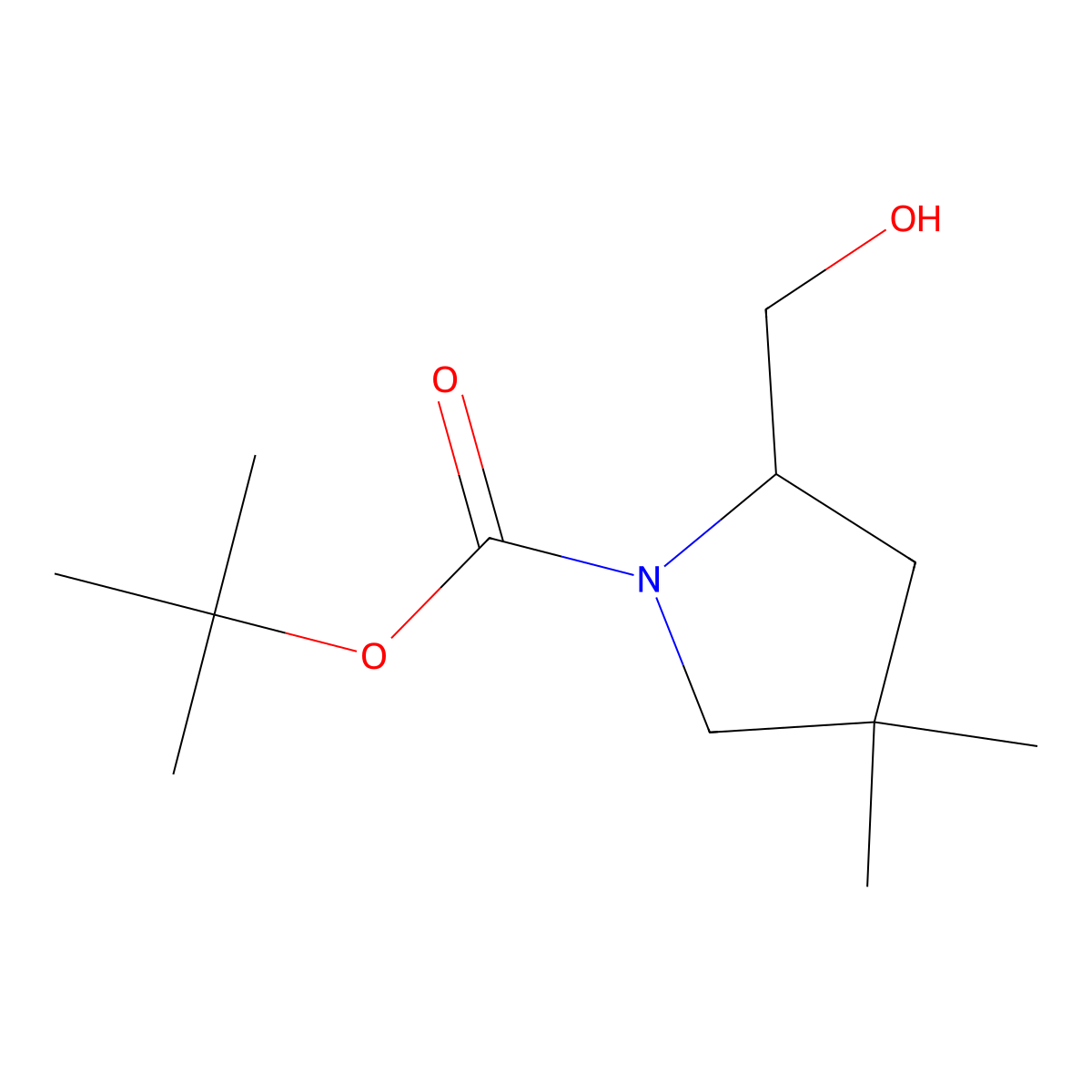 (R)-tert-Butyl 2-(hydroxymethyl)-4,4-dimethylpyrrolidine-1-carboxylate molecular structure, CAS 1417743-45-3