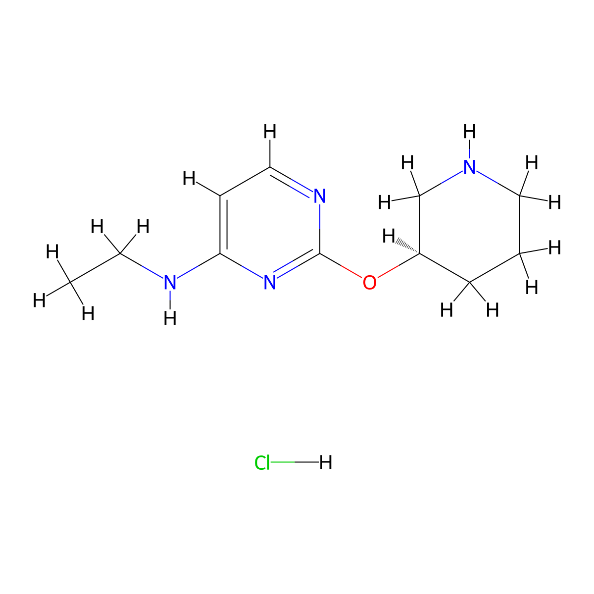 (R)-N-Ethyl-2-(piperidin-3-yloxy)pyrimidin-4-amine hydrochloride molecular structure, CAS 1417788-96-5