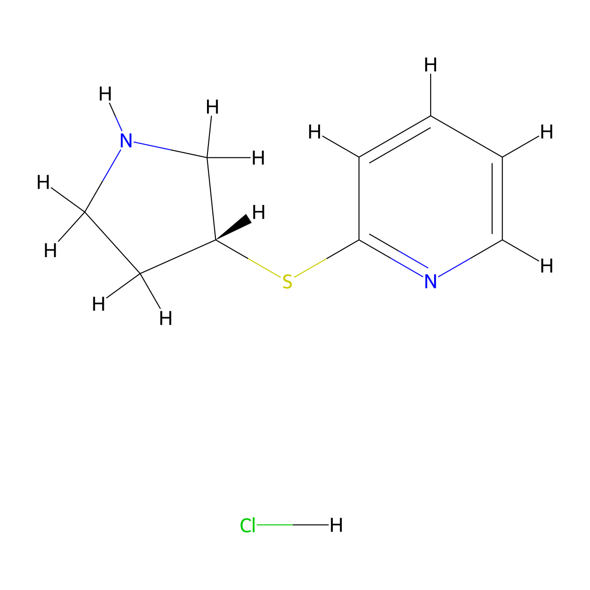 (R)-2-(Pyrrolidin-3-ylthio)pyridine hydrochloride molecular structure, CAS 1417789-10-6