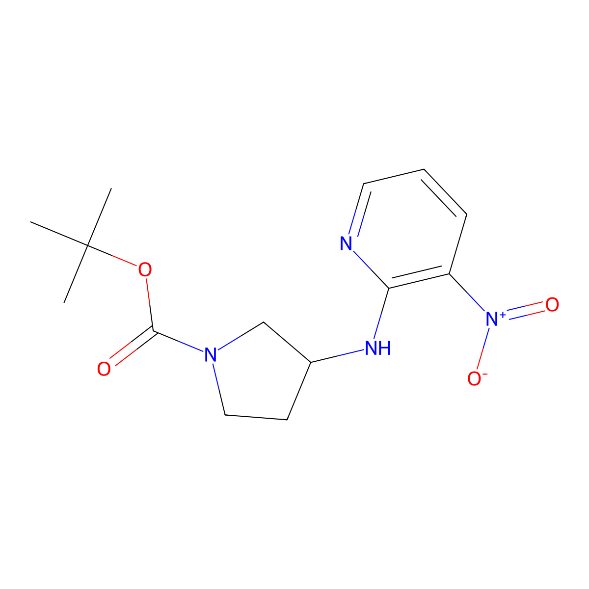 (S)-tert-Butyl 3-((3-nitropyridin-2-yl)amino)pyrrolidine-1-carboxylate molecular structure, CAS 1417789-12-8