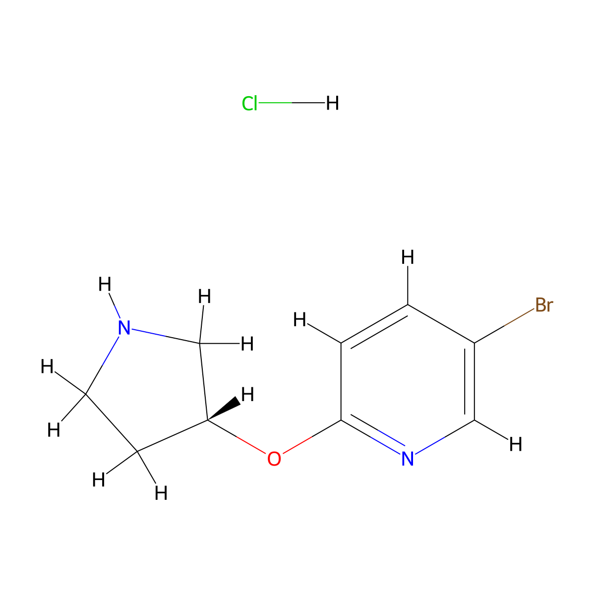 (R)-5-Bromo-2-(pyrrolidin-3-yloxy)pyridine hydrochloride molecular structure, CAS 1417789-14-0
