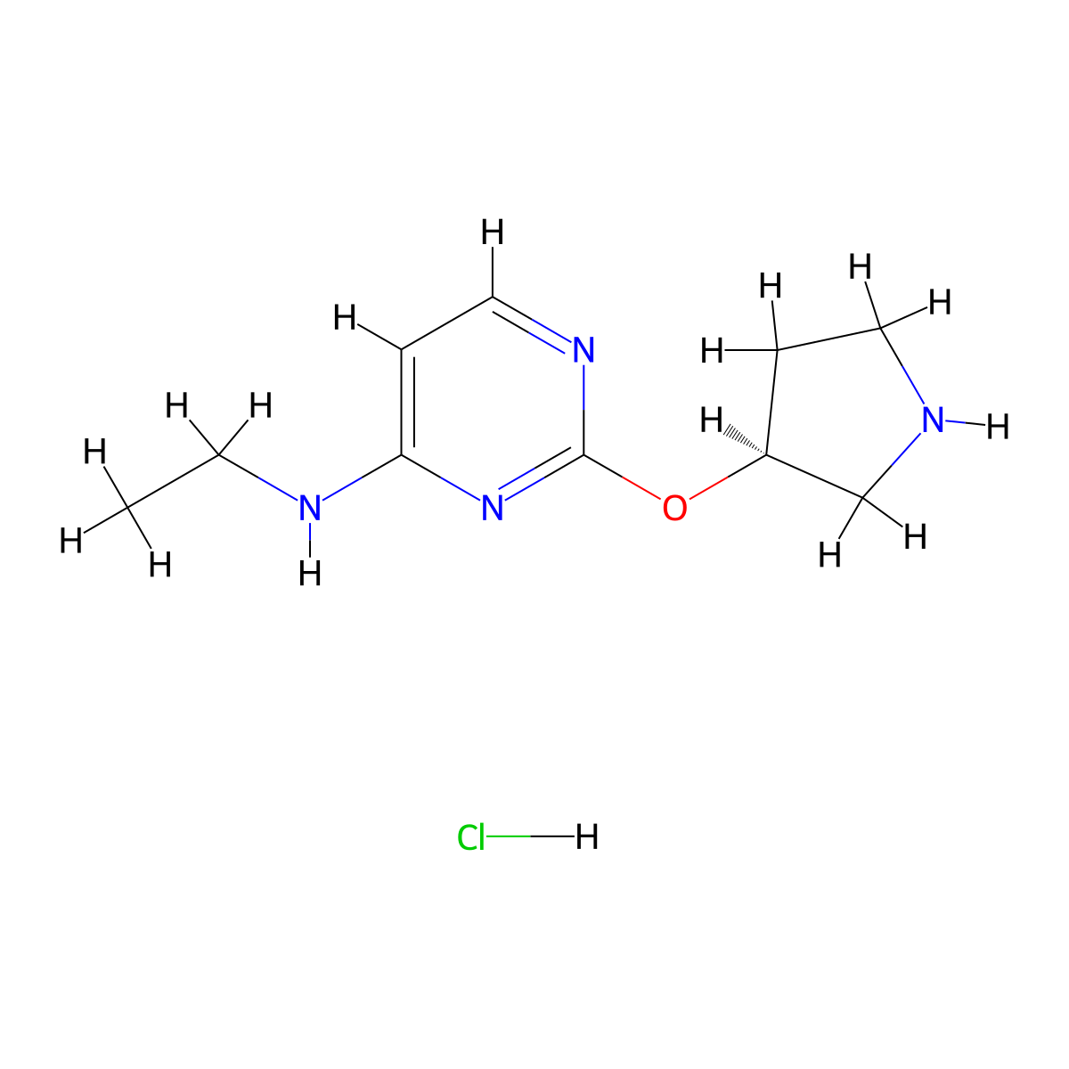 (S)-N-Ethyl-2-(pyrrolidin-3-yloxy)pyrimidin-4-amine hydrochloride molecular structure, CAS 1417789-16-2