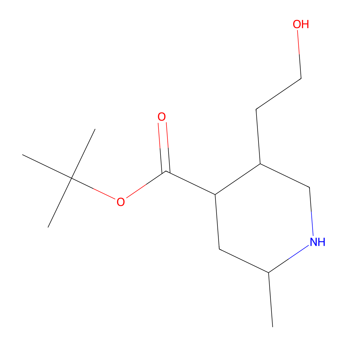 (2R,4S,5R)-4-Boc-5-(2-hydroxyethyl)-2-methylpiperidine molecular structure, CAS 1417789-23-1