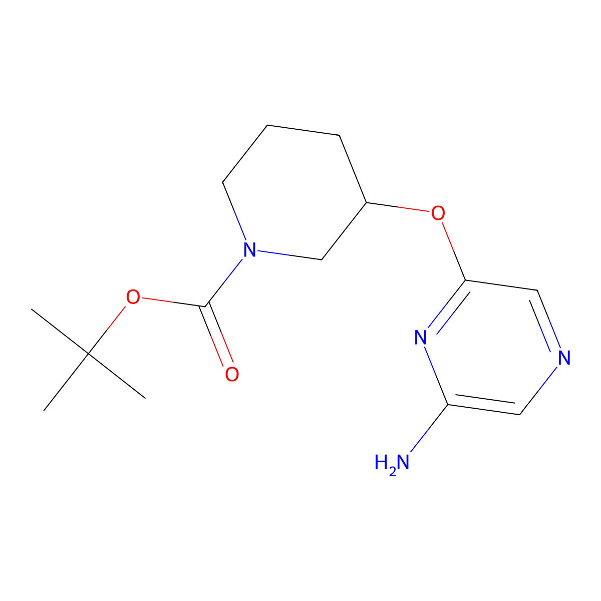 (R)-tert-Butyl 3-((6-aminopyrazin-2-yl)oxy)piperidine-1-carboxylate molecular structure, CAS 1417789-26-4
