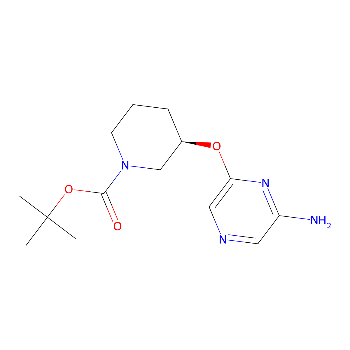 (R)-tert-Butyl 3-((6-aminopyrazin-2-yl)oxy)piperidine-1-carboxylate molecular structure, CAS 1417789-26-4