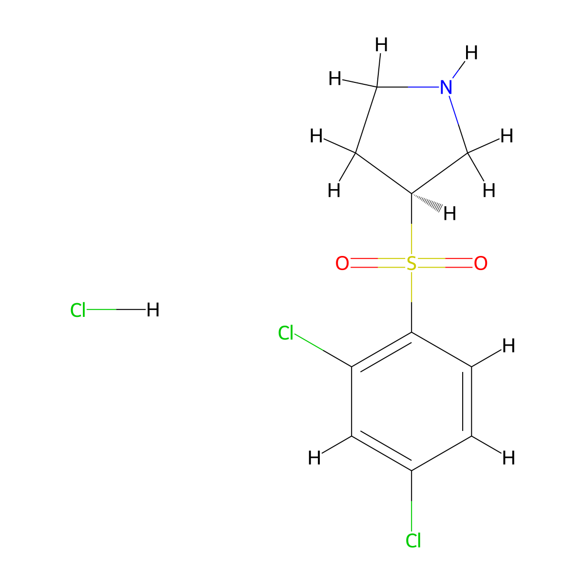 (S)-3-((2,4-Dichlorophenyl)sulfonyl)pyrrolidine hydrochloride molecular structure, CAS 1417789-27-5