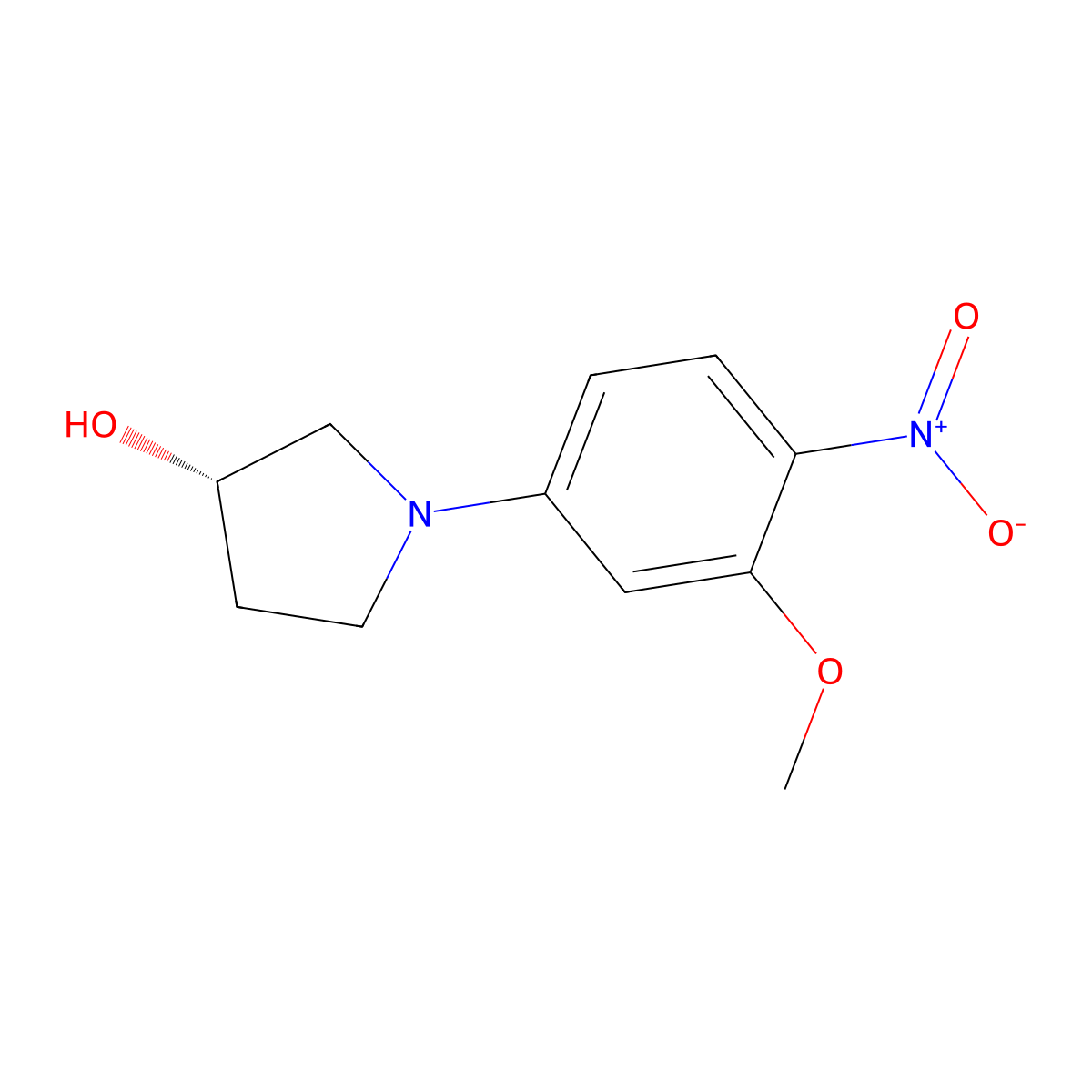(S)-1-(3-Methoxy-4-nitrophenyl)pyrrolidin-3-ol molecular structure, CAS 1417789-44-6