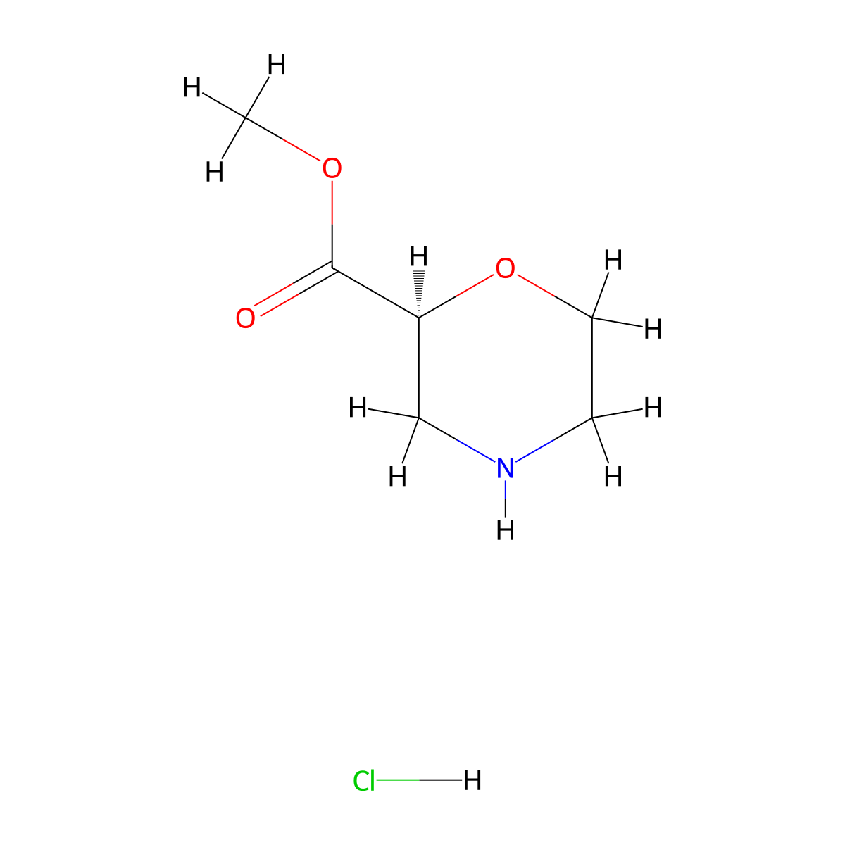 (S)-methyl morpholine-2-carboxylate hydrochloride molecular structure, CAS 1417789-45-7