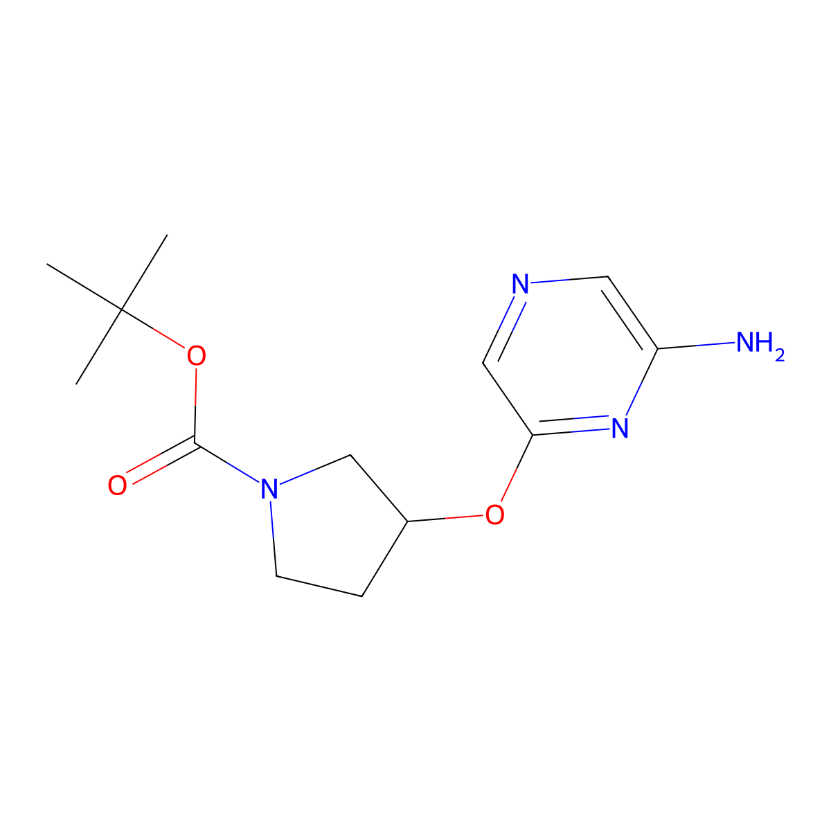 (S)-tert-Butyl 3-((6-aminopyrazin-2-yl)oxy)pyrrolidine-1-carboxylate molecular structure, CAS 1417789-47-9