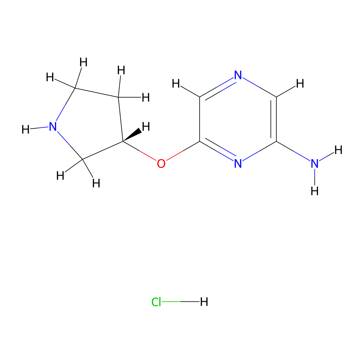 (S)-6-(Pyrrolidin-3-yloxy)pyrazin-2-amine hydrochloride molecular structure, CAS 1417789-55-9
