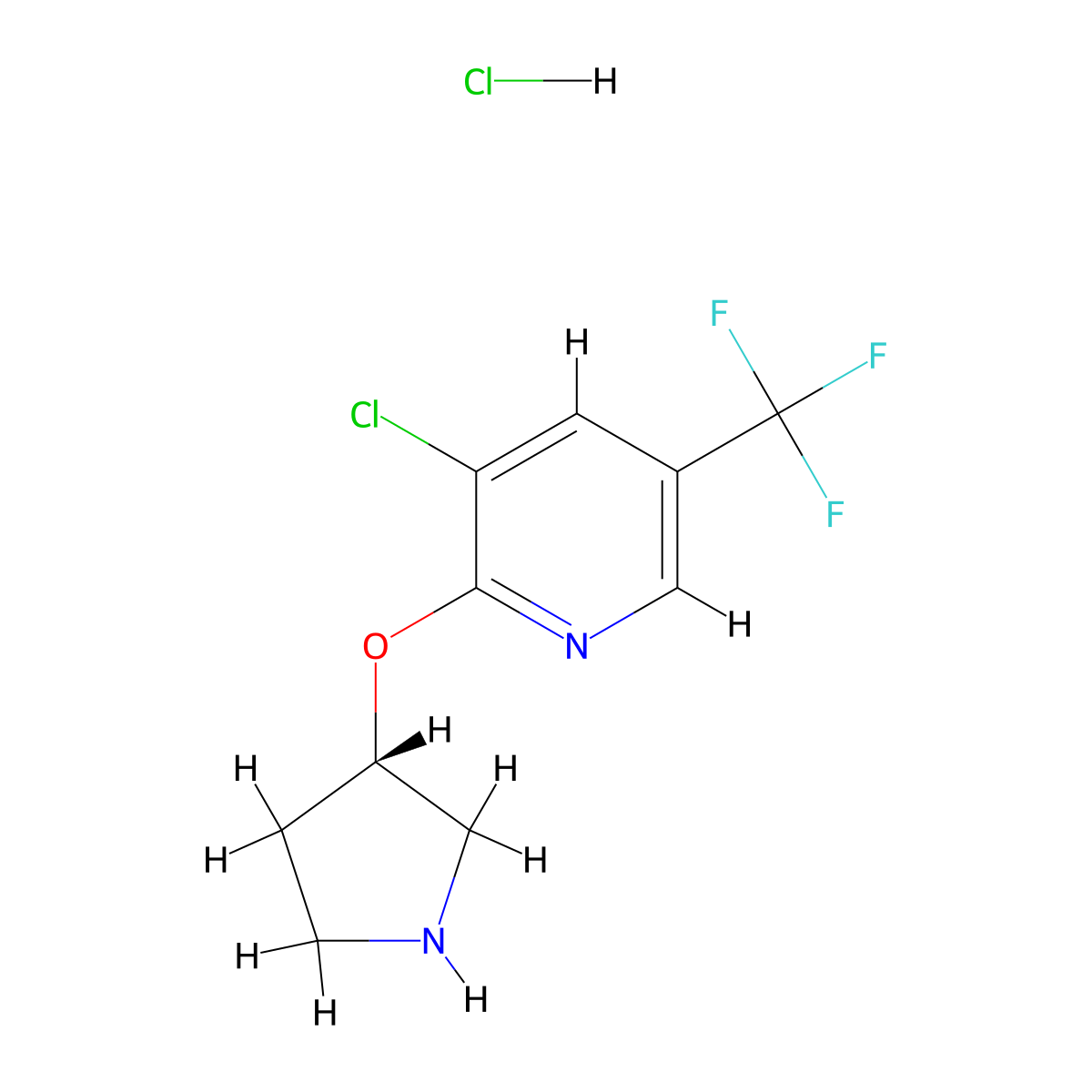 (S)-3-Chloro-2-(pyrrolidin-3-yloxy)-5-(trifluoromethyl)pyridine hydrochloride molecular structure, CAS 1417789-61-7