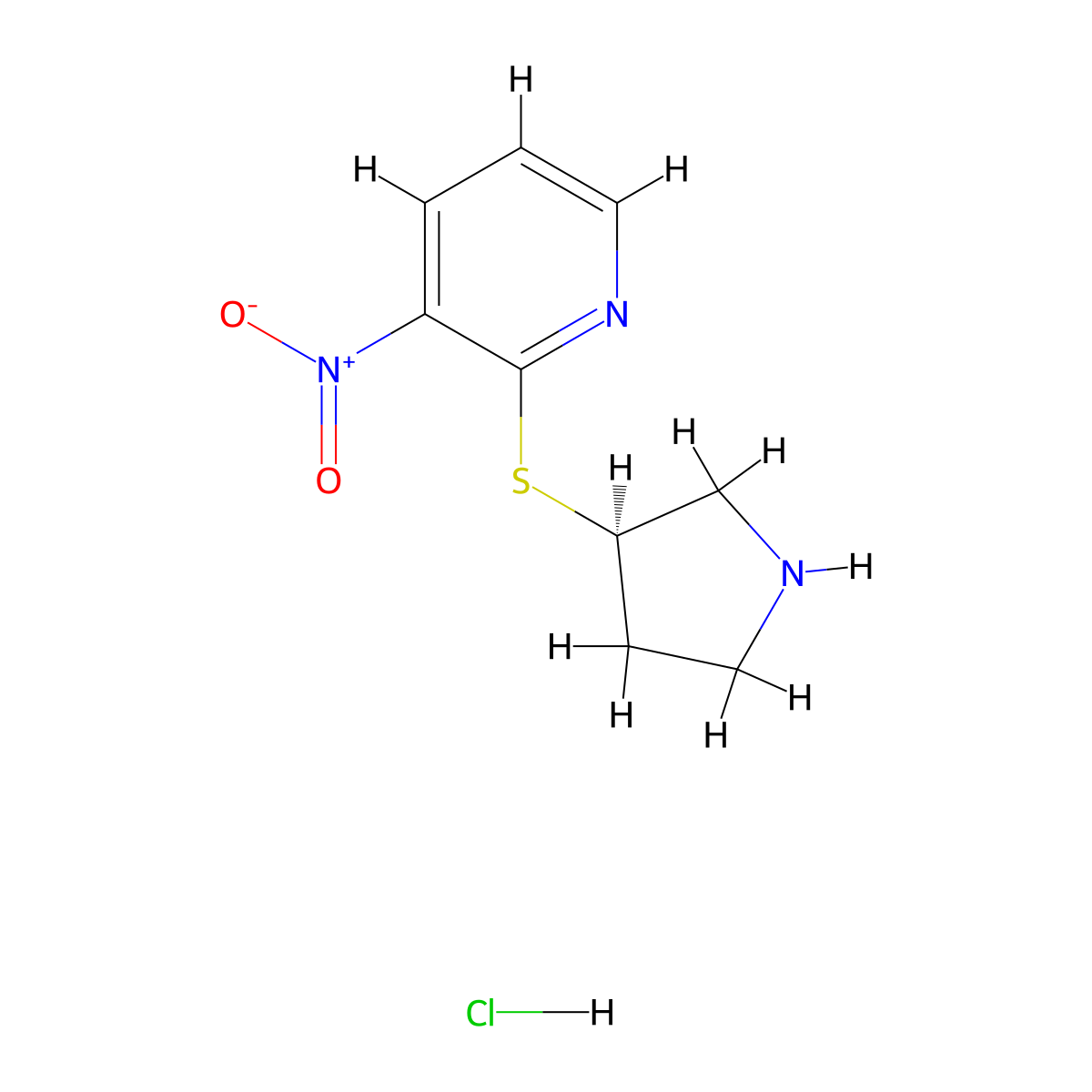 (R)-3-Nitro-2-(pyrrolidin-3-ylthio)pyridine hydrochloride molecular structure, CAS 1417789-69-5