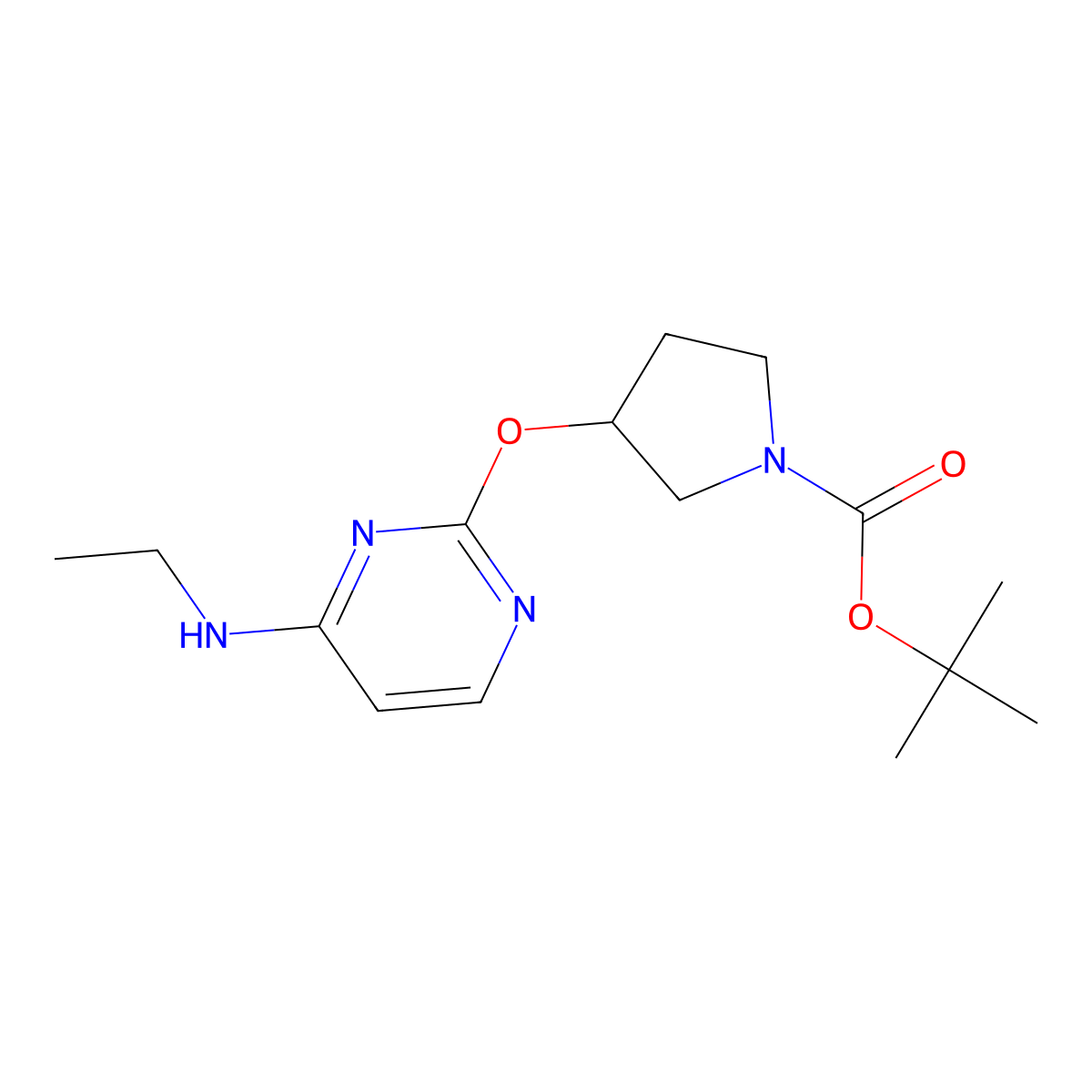 (S)-tert-Butyl 3-((4-(ethylamino)pyrimidin-2-yl)oxy)pyrrolidine-1-carboxylate molecular structure, CAS 1417789-70-8