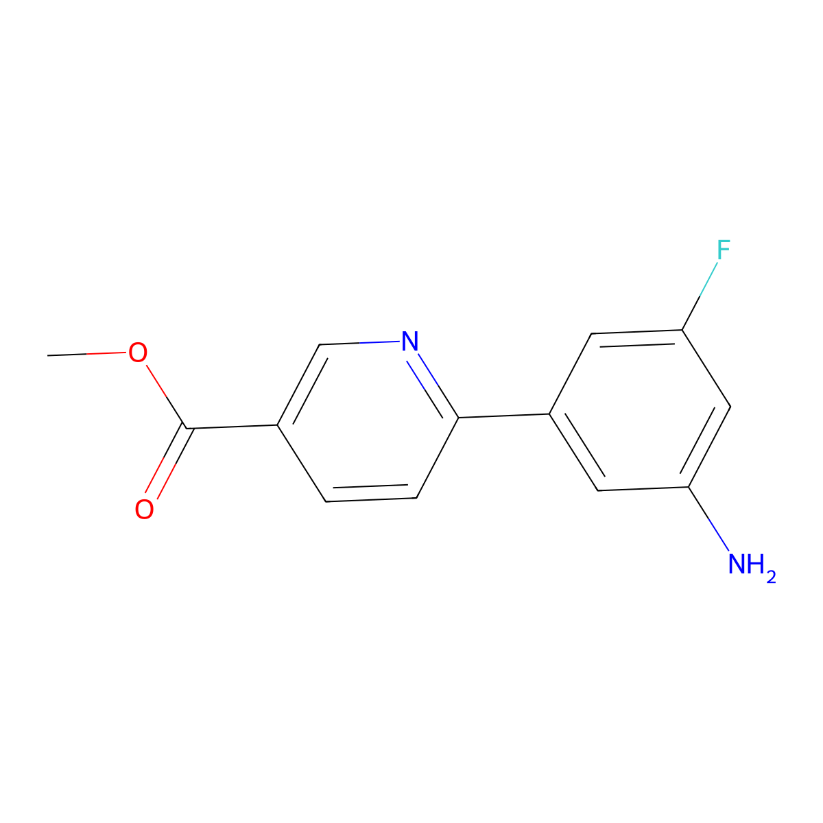 Methyl 6-(3-amino-5-fluorophenyl)nicotinate molecular structure, CAS 1417792-28-9