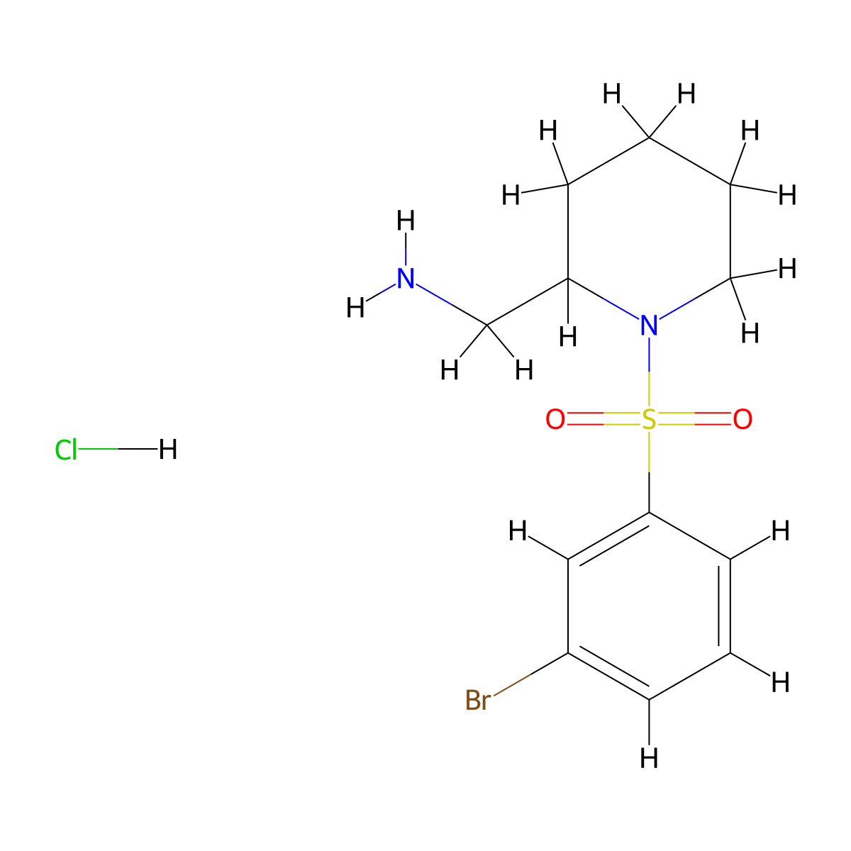 (1-((3-Bromophenyl)sulfonyl)piperidin-2-yl)methanamine hydrochloride molecular structure, CAS 1417793-00-0