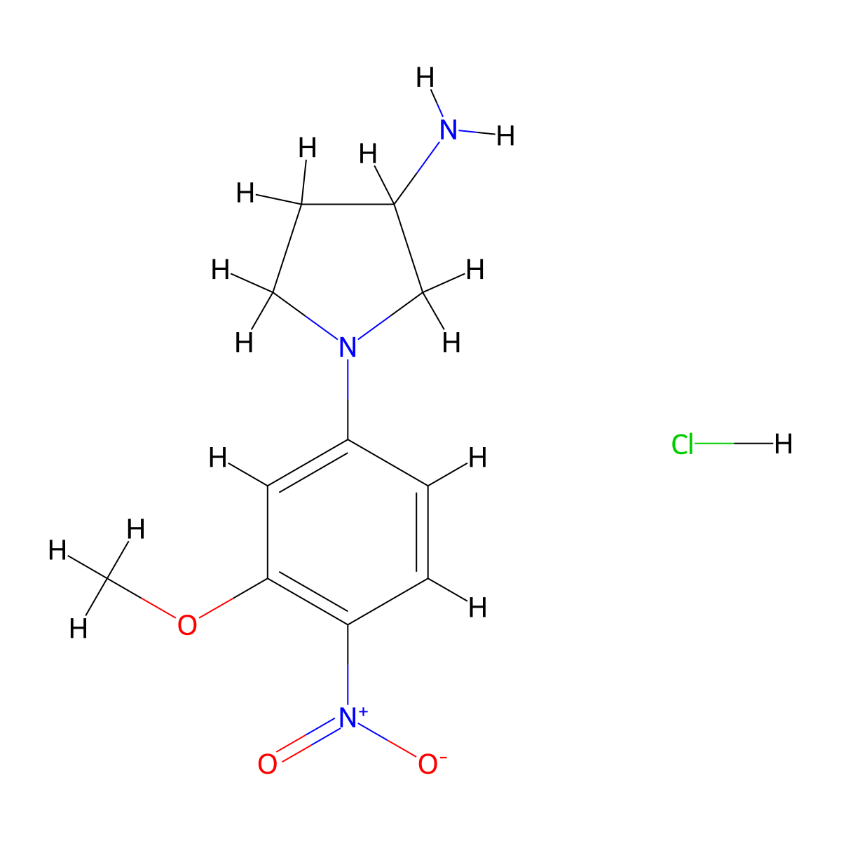 1-(3-Methoxy-4-nitrophenyl)pyrrolidin-3-amine hydrochloride molecular structure, CAS 1417793-05-5