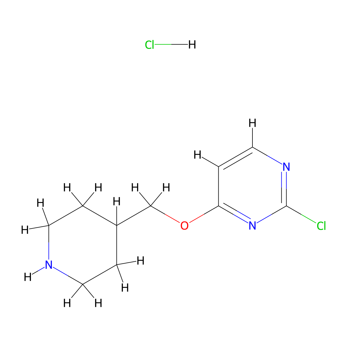 2-Chloro-4-(piperidin-4-ylmethoxy)pyrimidine hydrochloride molecular structure, CAS 1417793-06-6