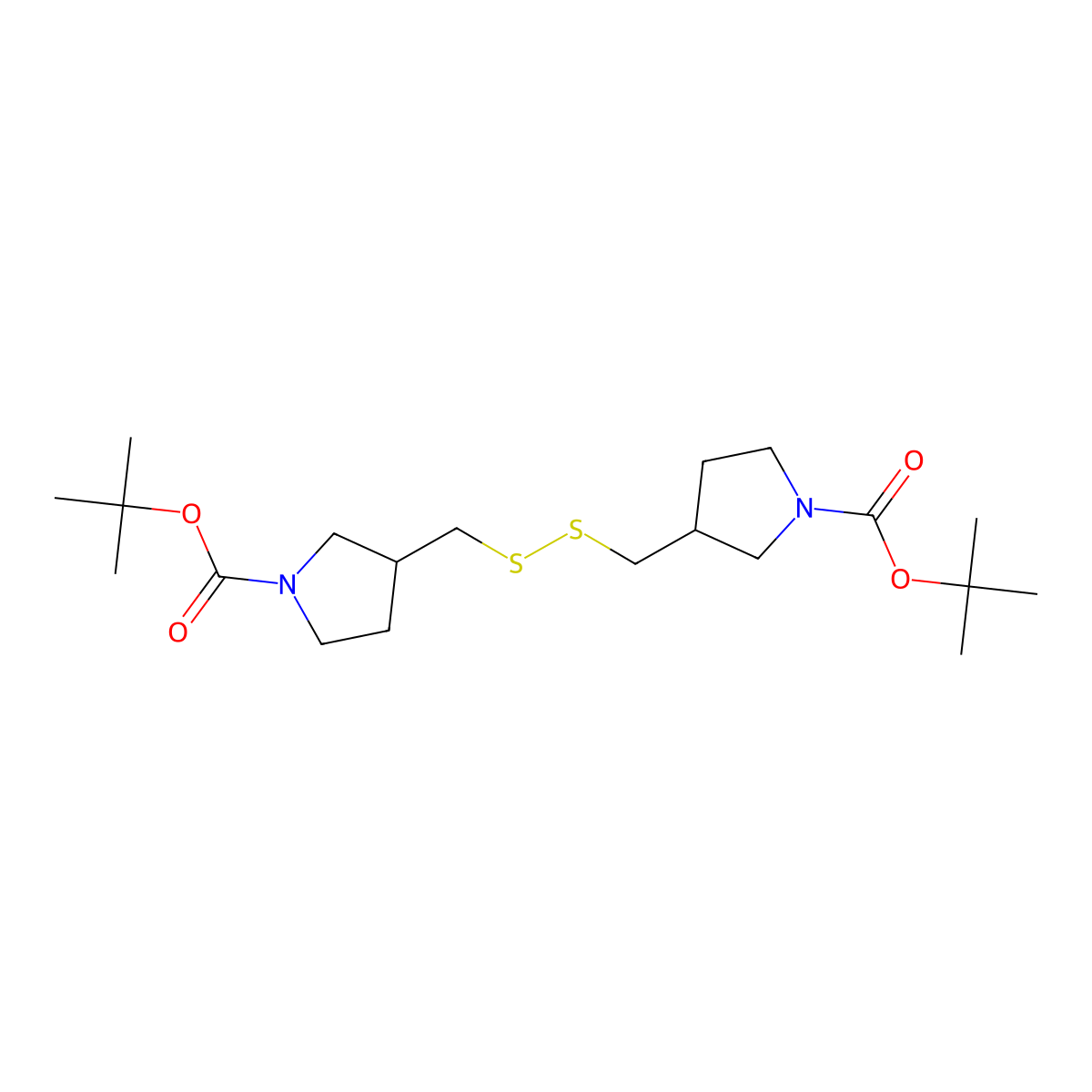 Di-tert-butyl 3,3'-(disulfanediylbis(methylene))bis(pyrrolidine-1-carboxylate) molecular structure, CAS 1417793-09-9