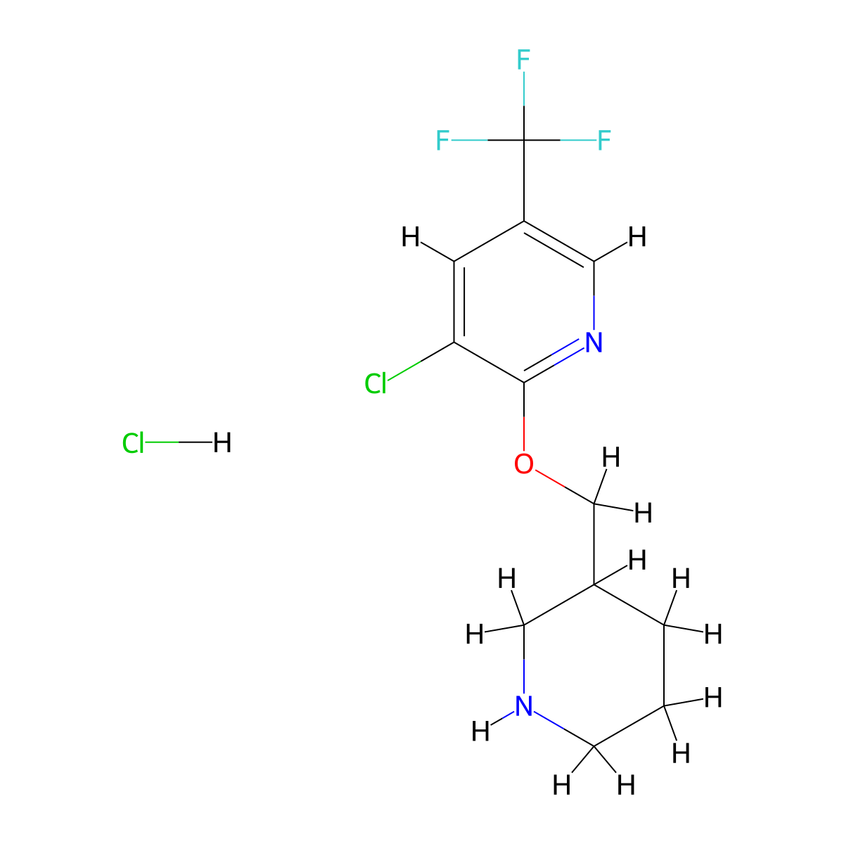 3-Chloro-2-(piperidin-3-ylmethoxy)-5-(trifluoromethyl)pyridine hydrochloride molecular structure, CAS 1417793-17-9