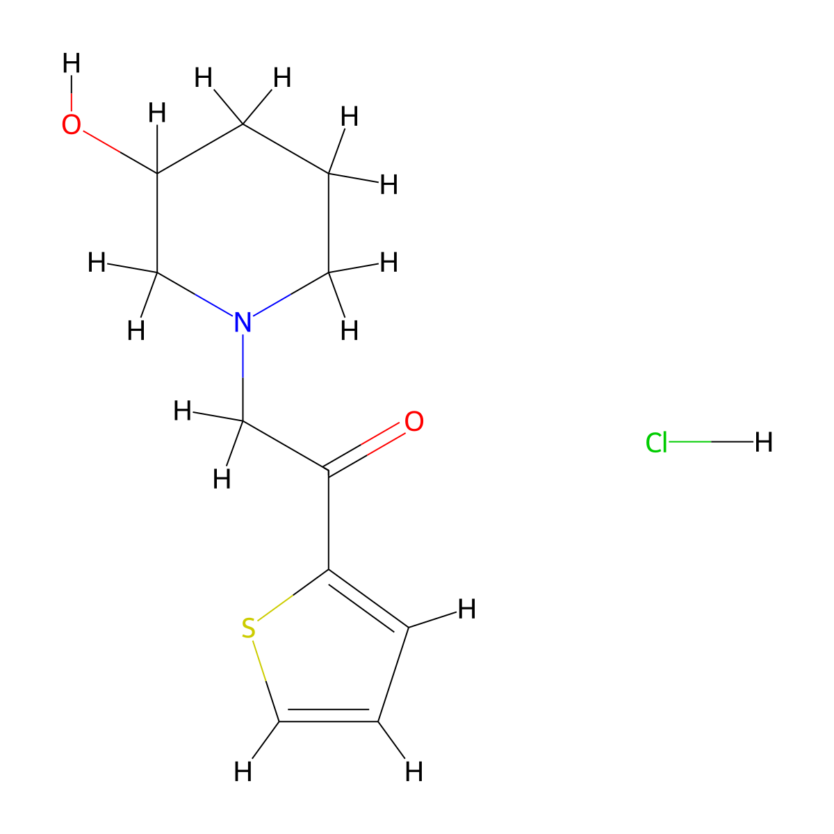 2-(3-Hydroxypiperidin-1-yl)-1-(thiophen-2-yl)ethanone hydrochloride molecular structure, CAS 1417793-20-4