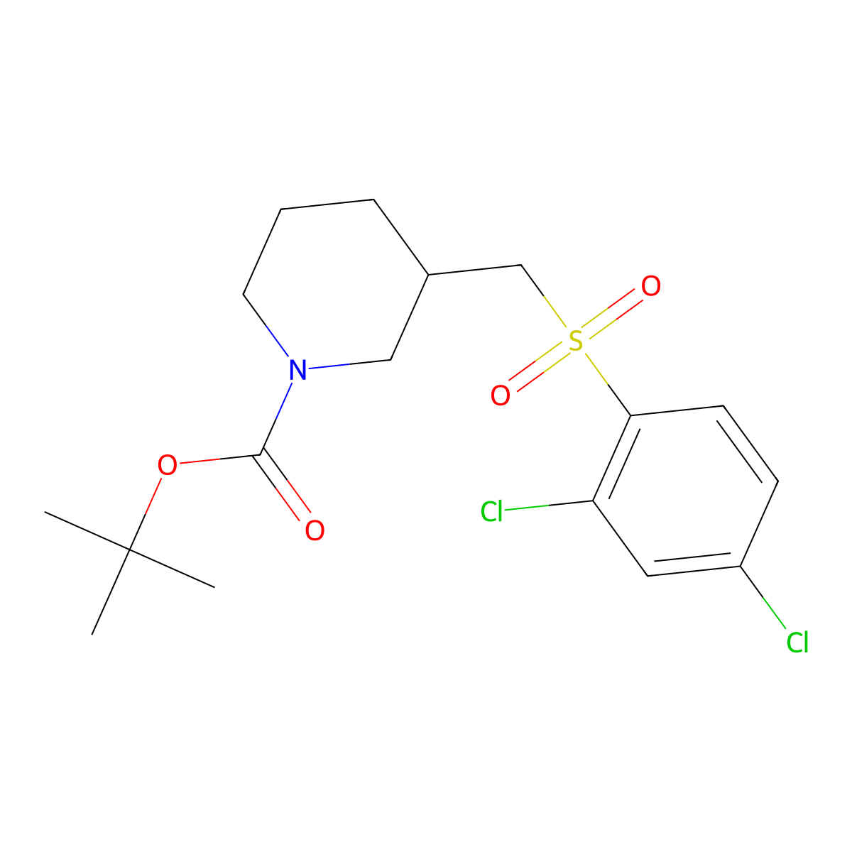 tert-Butyl 3-(((2,4-dichlorophenyl)sulfonyl)methyl)piperidine-1-carboxylate molecular structure, CAS 1417793-23-7