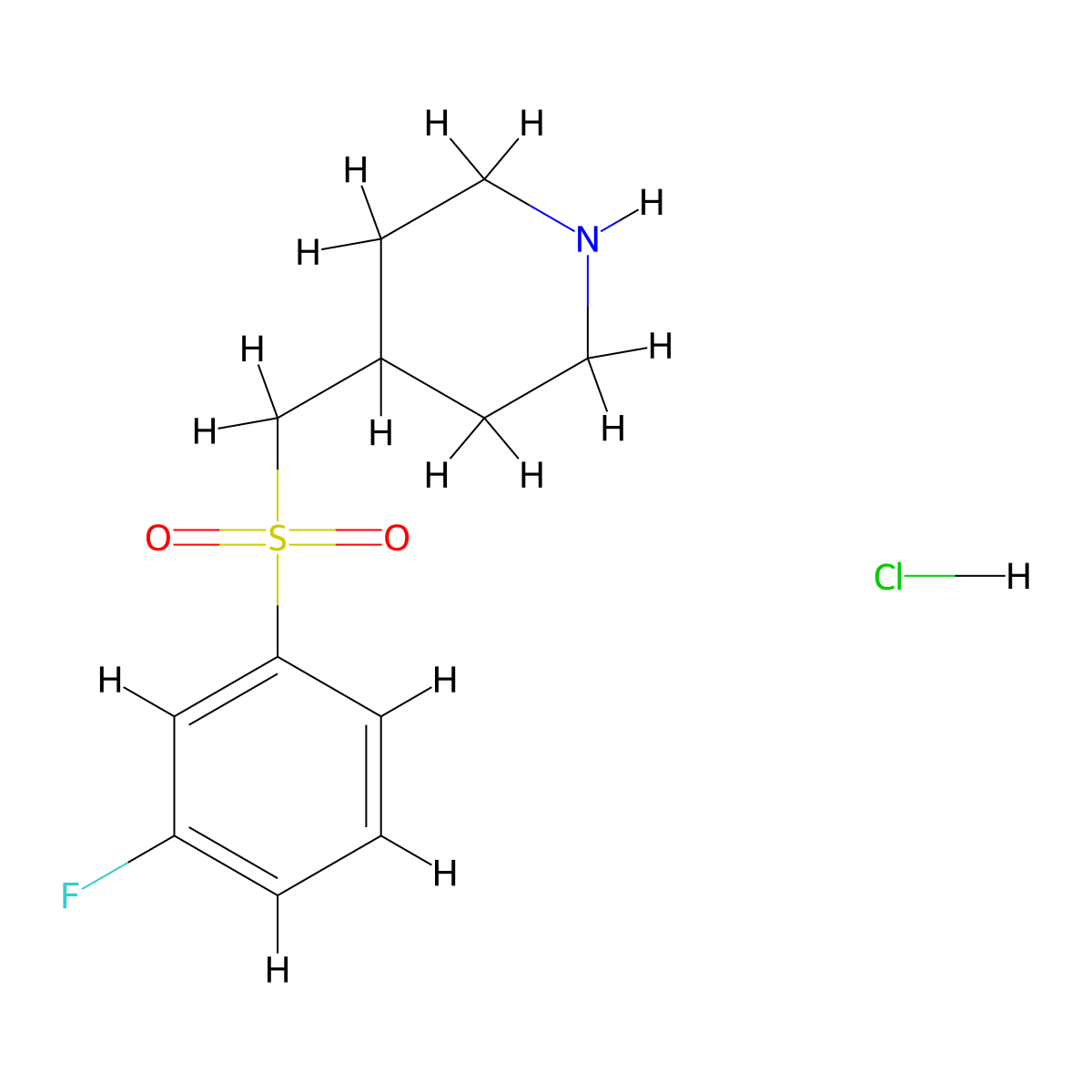 4-(((3-Fluorophenyl)sulfonyl)methyl)piperidine hydrochloride molecular structure, CAS 1417793-33-9