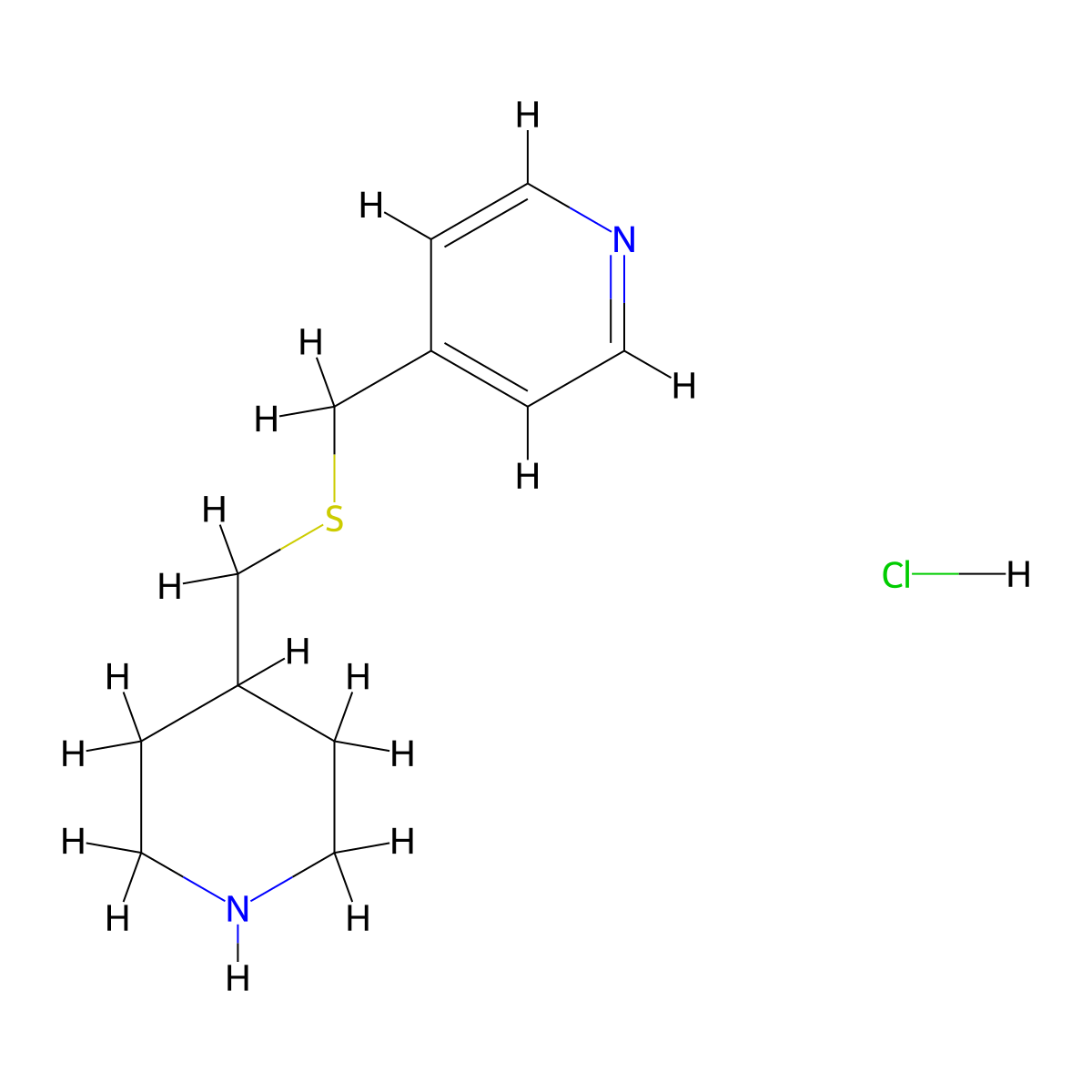 4-(((Piperidin-4-ylmethyl)thio)methyl)pyridine hydrochloride molecular structure, CAS 1417793-34-0