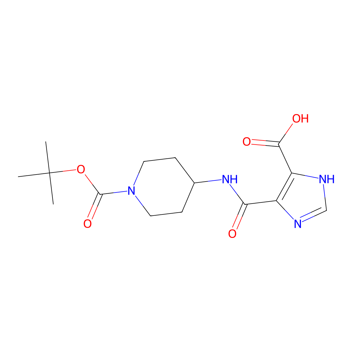 4-((1-(tert-Butoxycarbonyl)piperidin-4-yl)carbamoyl)-1H-imidazole-5-carboxylic acid molecular structure, CAS 1417793-36-2