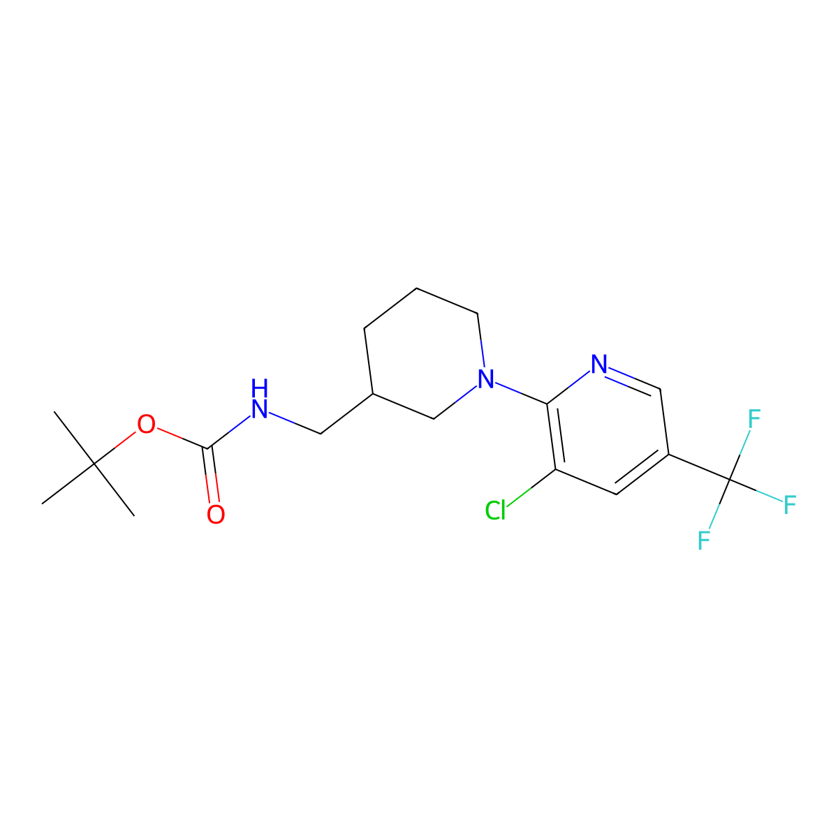 tert-Butyl ((1-(3-chloro-5-(trifluoromethyl)pyridin-2-yl)piperidin-3-yl)methyl)carbamate molecular structure, CAS 1417793-53-3