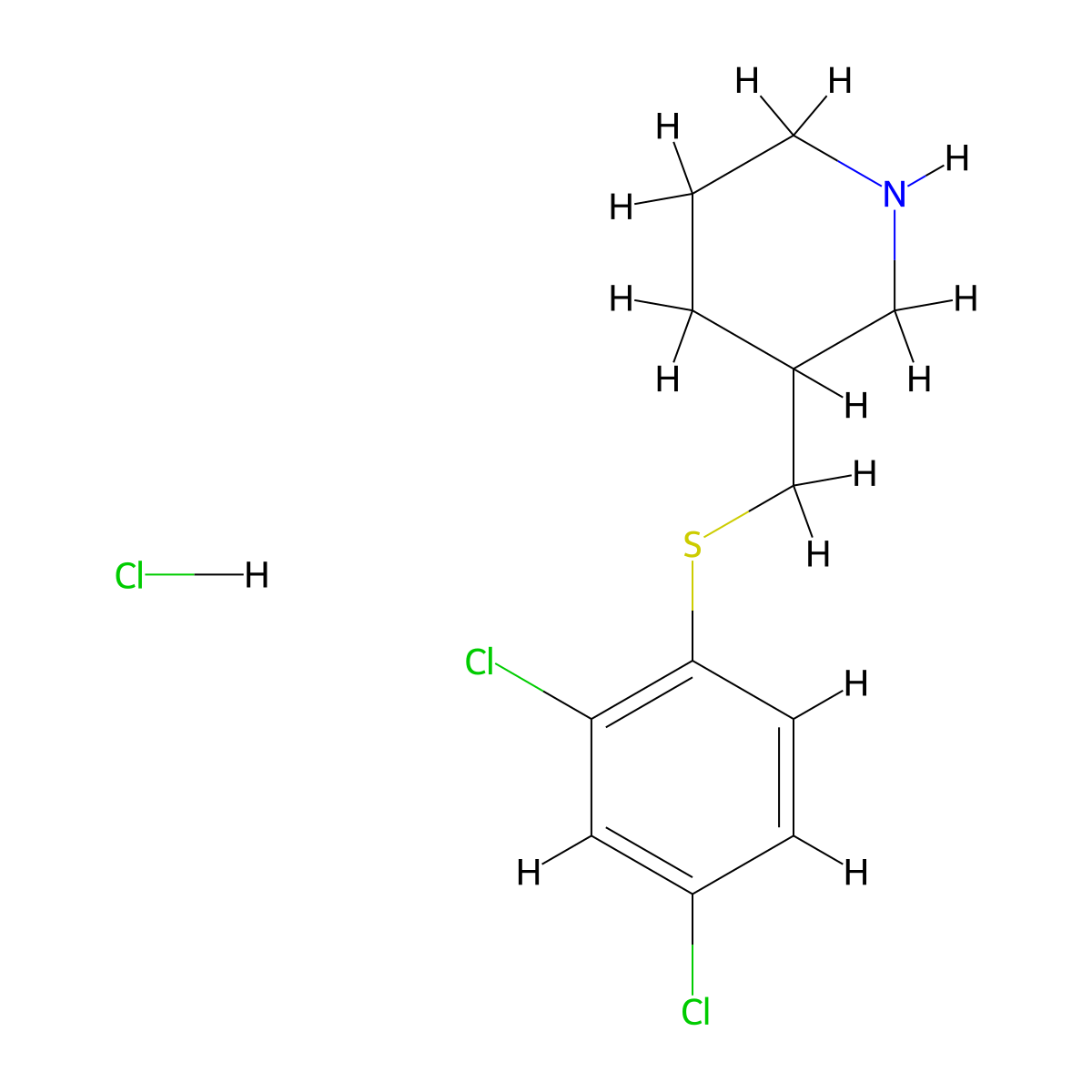 3-(((2,4-Dichlorophenyl)thio)methyl)piperidine hydrochloride molecular structure, CAS 1417793-60-2