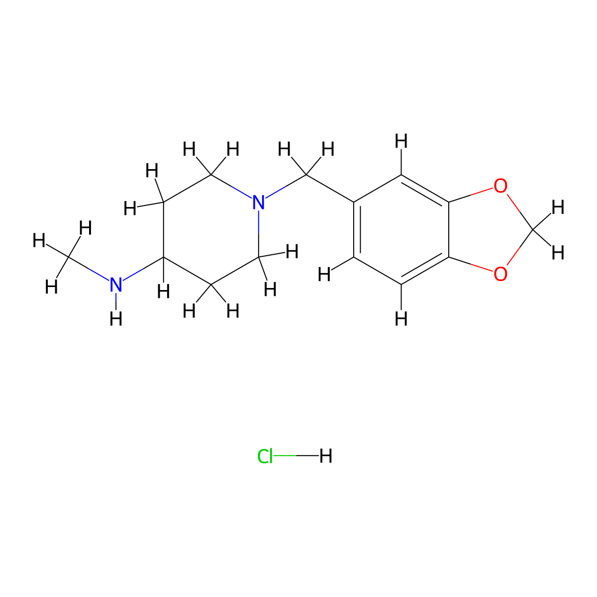 1-(Benzo[d][1,3]dioxol-5-ylmethyl)-N-methylpiperidin-4-amine hydrochloride molecular structure, CAS 1417793-64-6