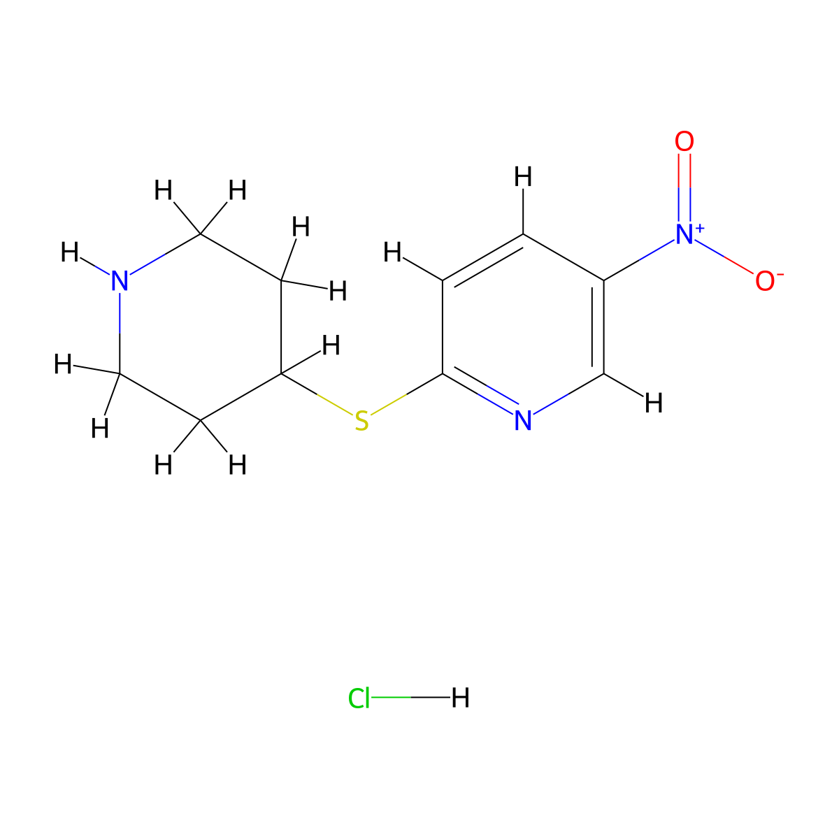 5-Nitro-2-(piperidin-4-ylthio)pyridine hydrochloride molecular structure, CAS 1417793-66-8