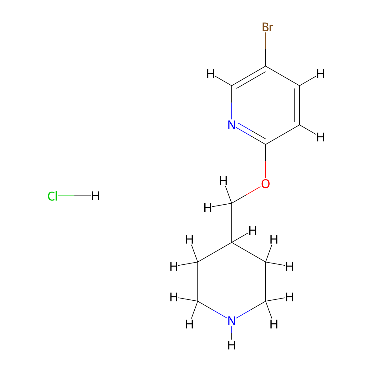 5-Bromo-2-(piperidin-4-ylmethoxy)pyridine hydrochloride molecular structure, CAS 1417793-67-9