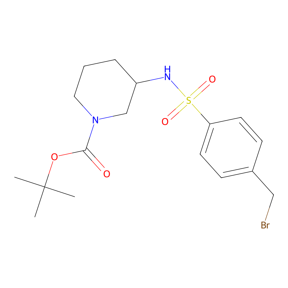 tert-Butyl 3-(4-(bromomethyl)phenylsulfonamido)piperidine-1-carboxylate molecular structure, CAS 1417793-79-3