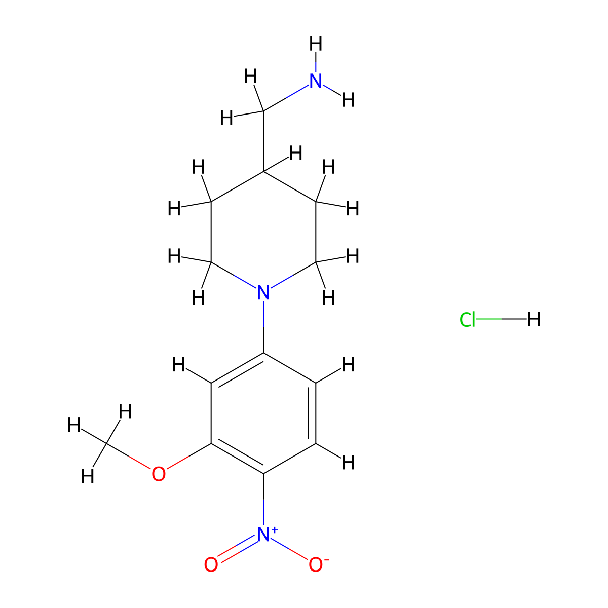 (1-(3-Methoxy-4-nitrophenyl)piperidin-4-yl)methanamine hydrochloride molecular structure, CAS 1417793-80-6