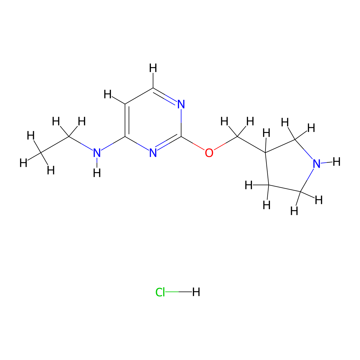 N-Ethyl-2-(pyrrolidin-3-ylmethoxy)pyrimidin-4-amine hydrochloride molecular structure, CAS 1417793-83-9