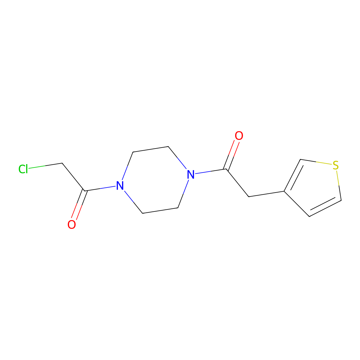 2-Chloro-1-(4-(2-(thiophen-3-yl)acetyl)piperazin-1-yl)ethanone molecular structure, CAS 1417793-93-1
