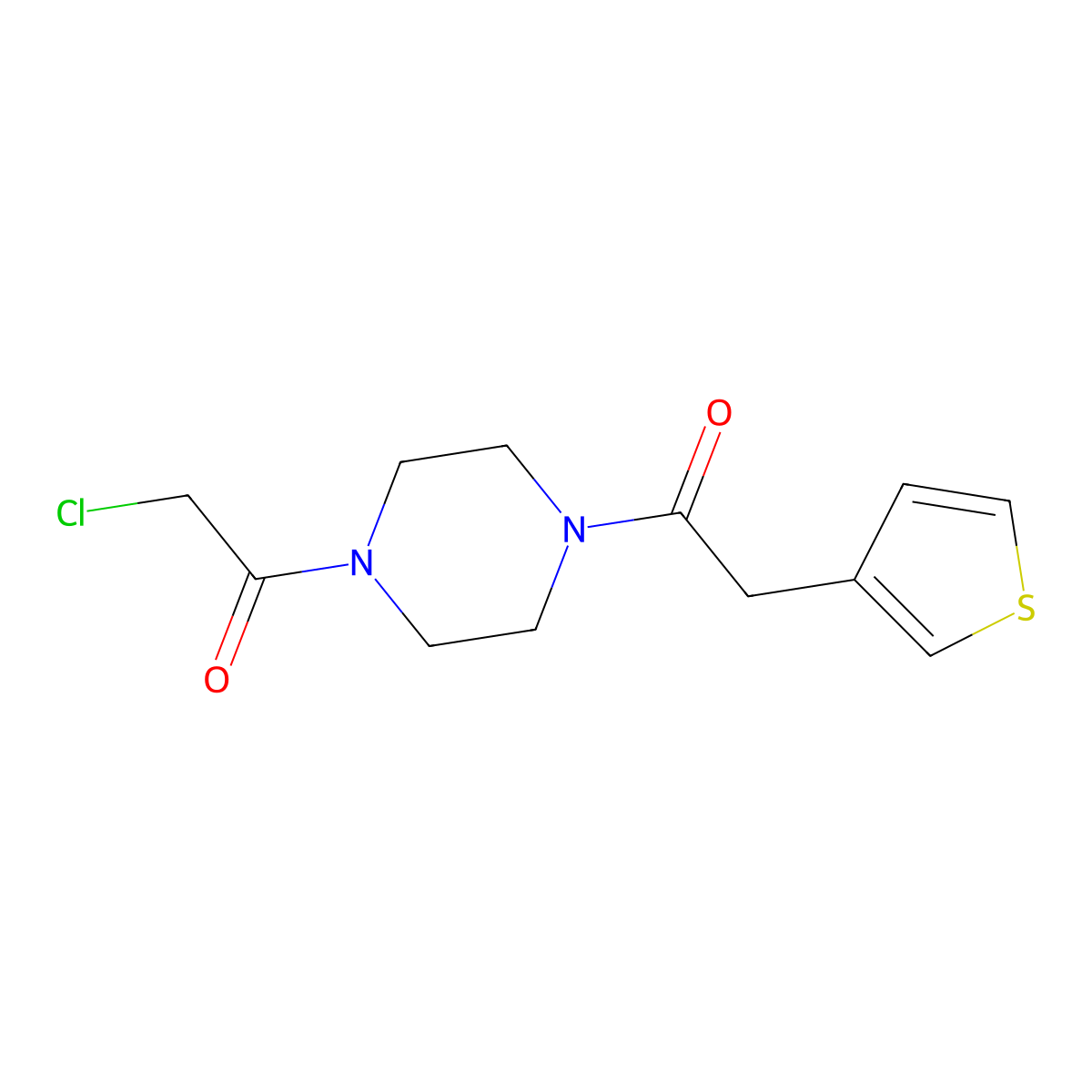 2-Chloro-1-(4-(2-(thiophen-3-yl)acetyl)piperazin-1-yl)ethanone molecular structure, CAS 1417793-93-1