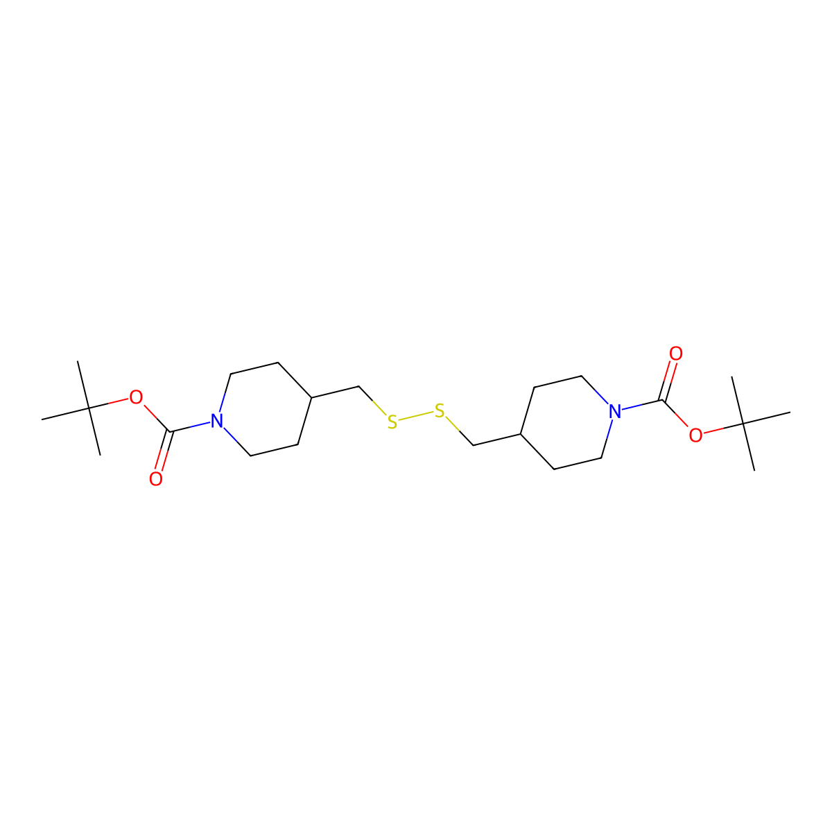 Di-tert-butyl 4,4'-(disulfanediylbis(methylene))bis(piperidine-1-carboxylate) molecular structure, CAS 1417793-96-4
