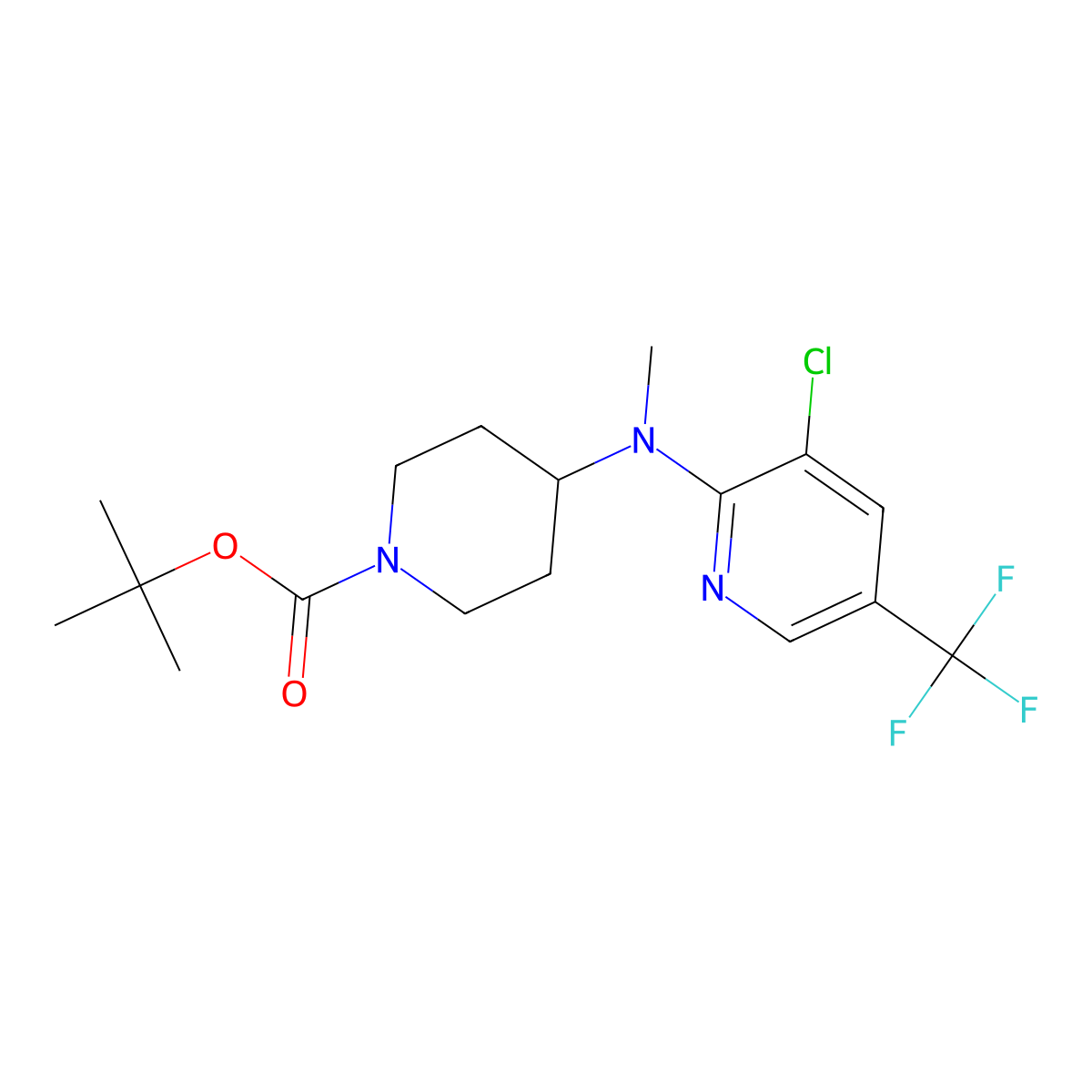 tert-Butyl 4-((3-chloro-5-(trifluoromethyl)pyridin-2-yl)(methyl)amino)piperidine-1-carboxylate molecular structure, CAS 1417793-99-7