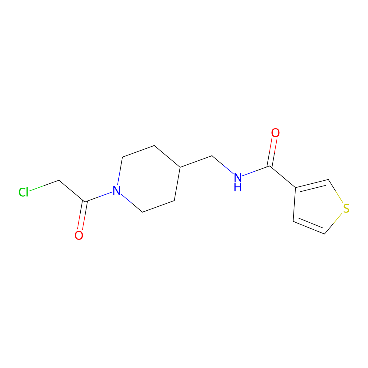 N-((1-(2-Chloroacetyl)piperidin-4-yl)methyl)thiophene-3-carboxamide molecular structure, CAS 1417794-01-4