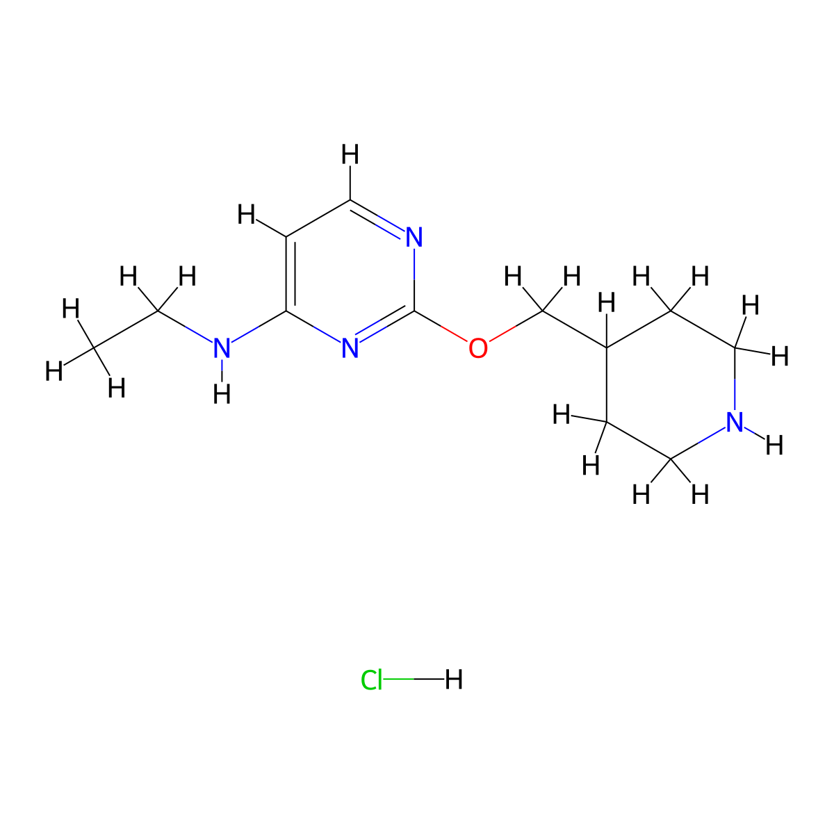 N-Ethyl-2-(piperidin-4-ylmethoxy)pyrimidin-4-amine hydrochloride molecular structure, CAS 1417794-02-5