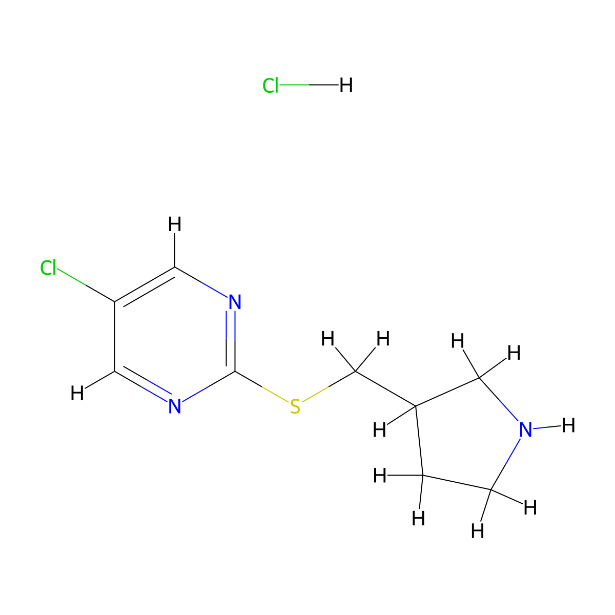 5-Chloro-2-((pyrrolidin-3-ylmethyl)thio)pyrimidine hydrochloride molecular structure, CAS 1417794-07-0