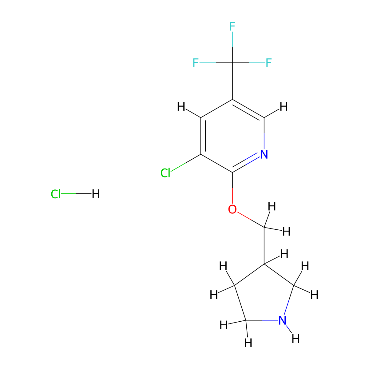 3-Chloro-2-(pyrrolidin-3-ylmethoxy)-5-(trifluoromethyl)pyridine hydrochloride molecular structure, CAS 1417794-08-1