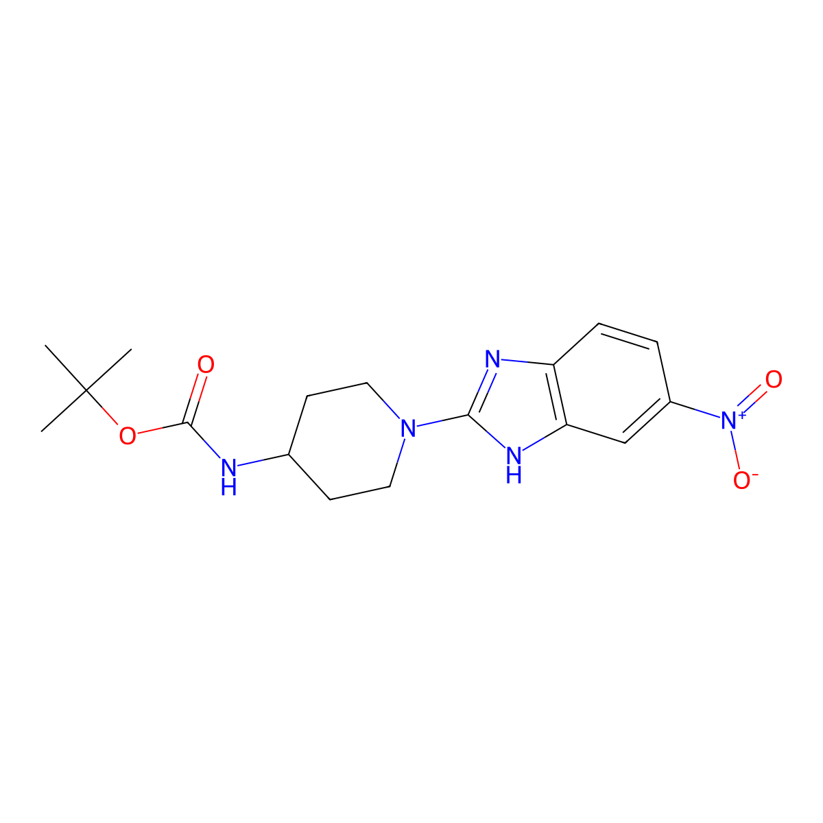 tert-Butyl (1-(5-nitro-1H-benzo[d]imidazol-2-yl)piperidin-4-yl)carbamate molecular structure, CAS 1417794-13-8