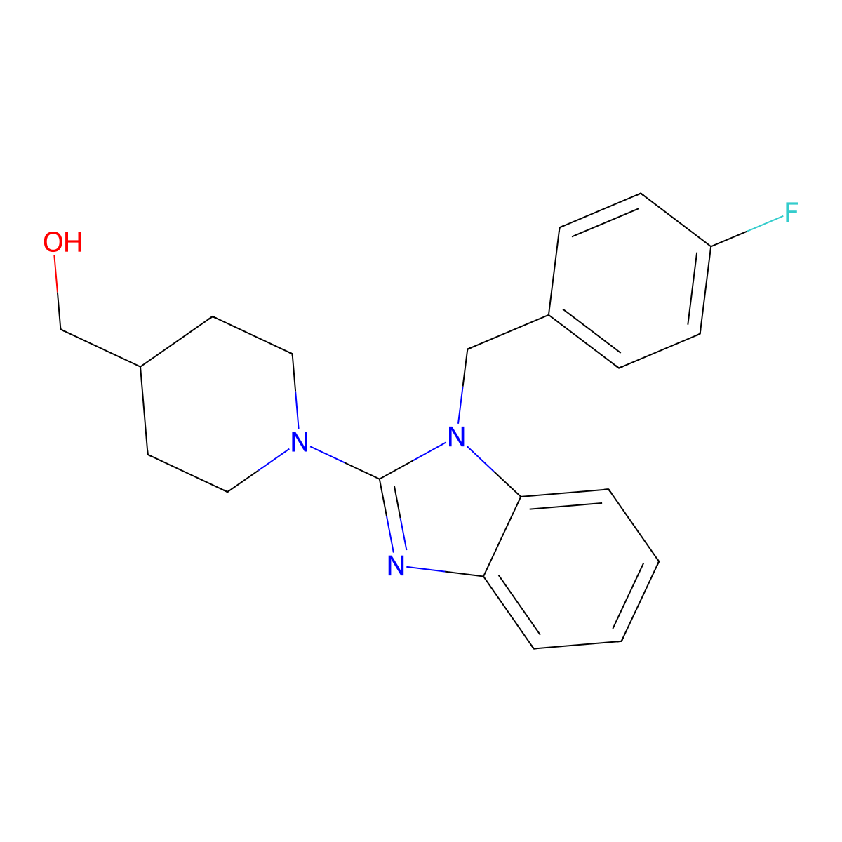 (1-(1-(4-Fluorobenzyl)-1H-benzo[d]imidazol-2-yl)piperidin-4-yl)methanol molecular structure, CAS 1417794-15-0