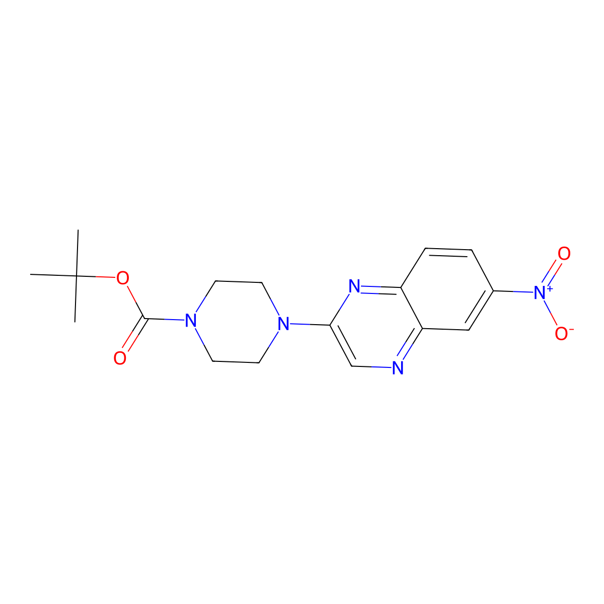 tert-Butyl 4-(6-nitroquinoxalin-2-yl)piperazine-1-carboxylate molecular structure, CAS 1417794-18-3