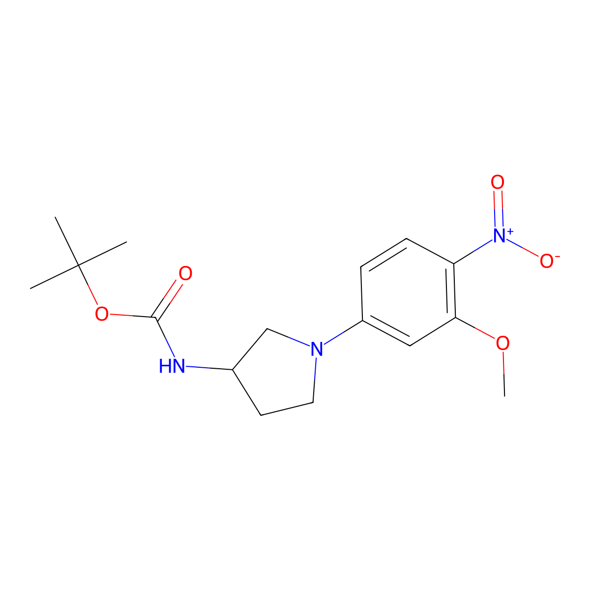 tert-Butyl (1-(3-methoxy-4-nitrophenyl)pyrrolidin-3-yl)carbamate molecular structure, CAS 1417794-22-9