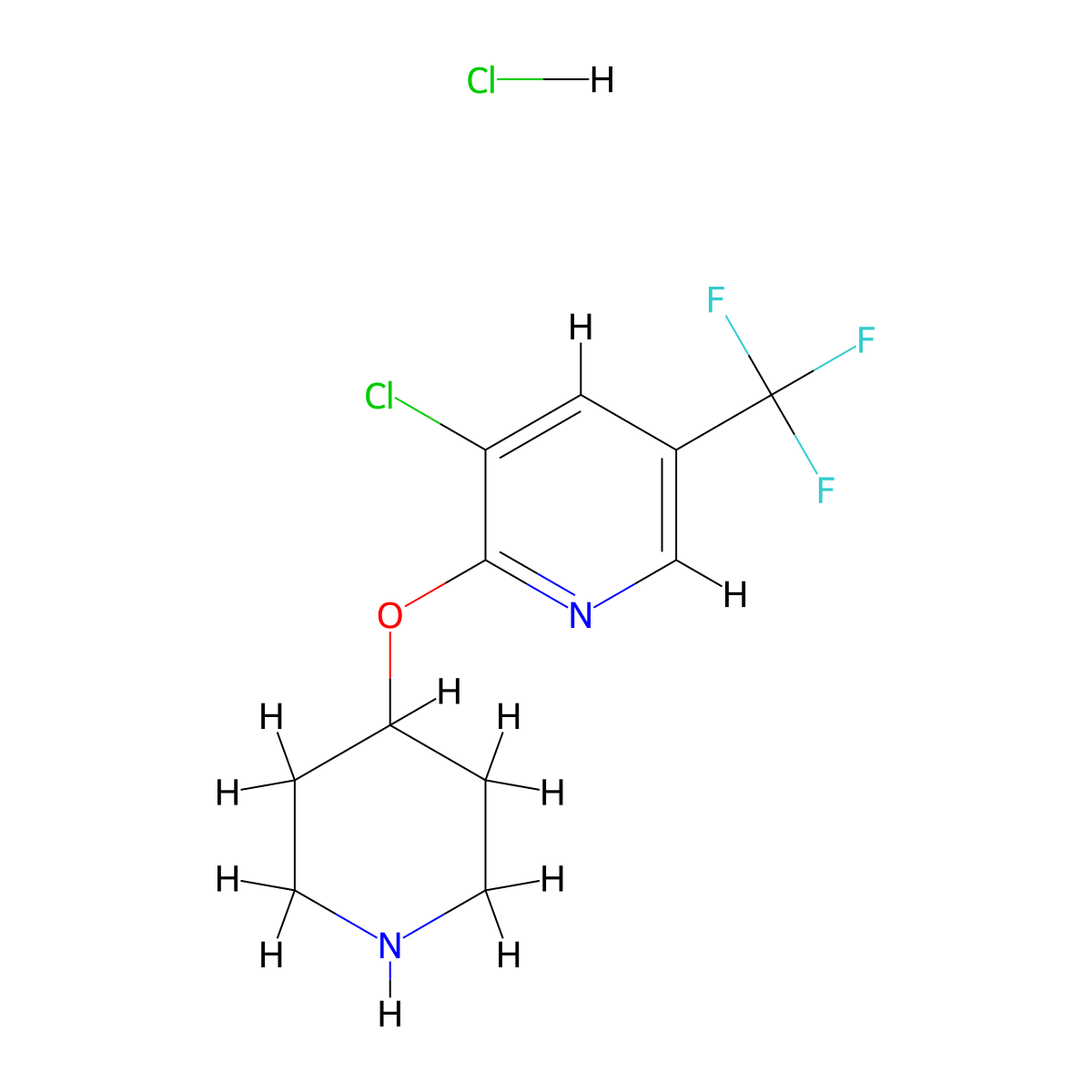3-Chloro-2-(piperidin-4-yloxy)-5-(trifluoromethyl)pyridine hydrochloride molecular structure, CAS 1417794-23-0